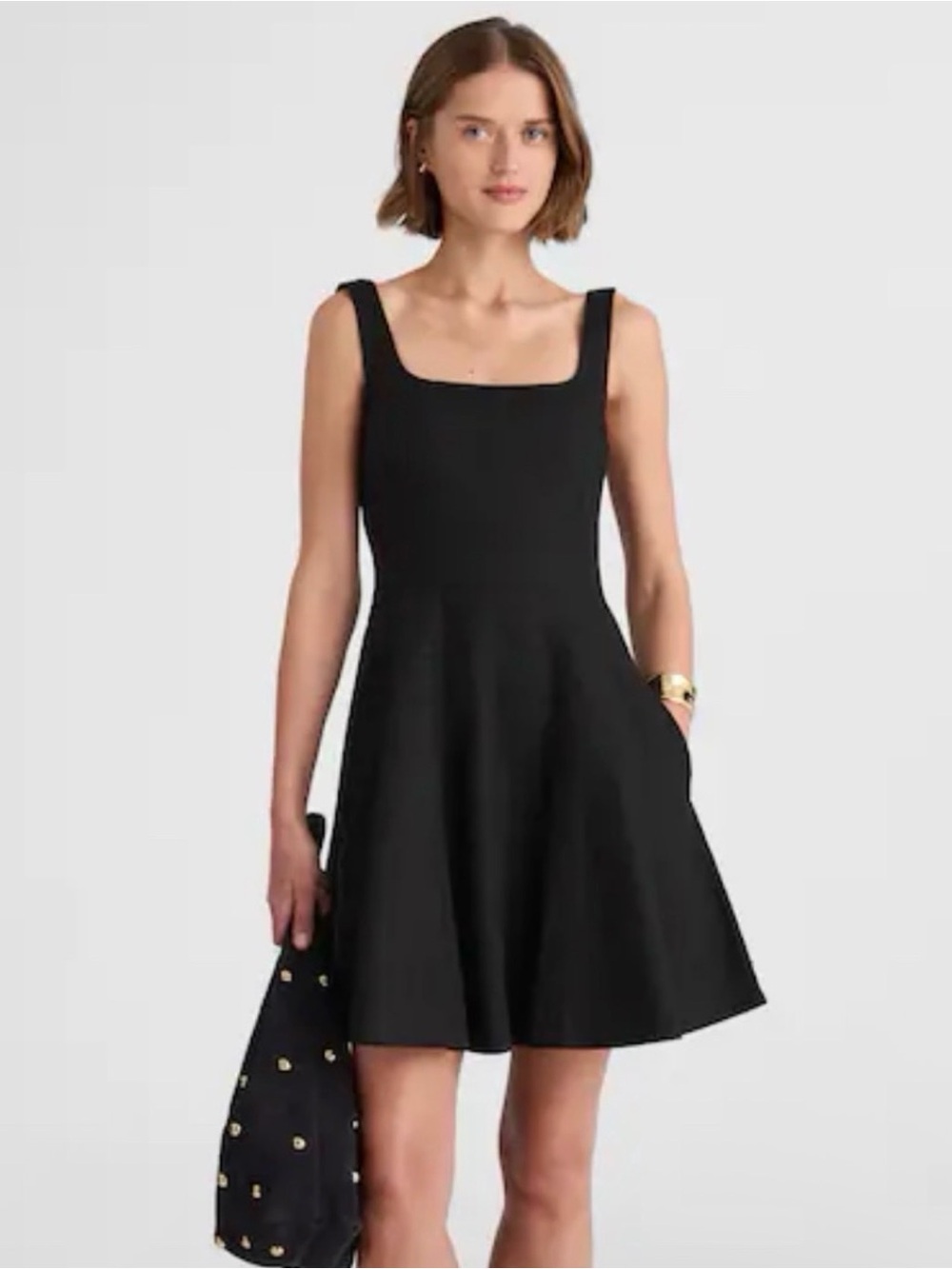 Classic Black Square-Neck Fit & Flare Dress